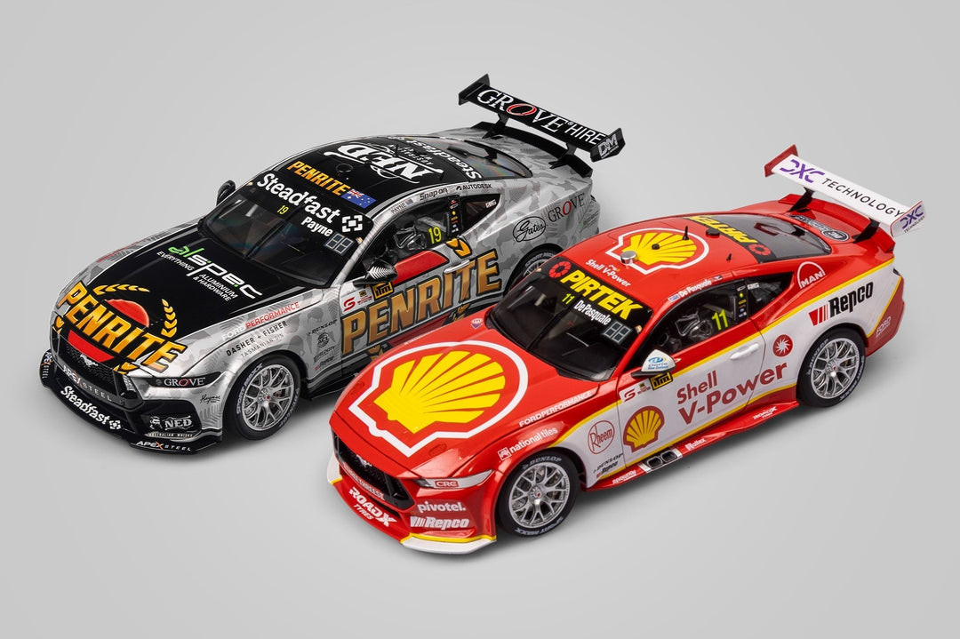 Tough Taupo Mustangs! New 2024 SVPRT + Penrite Racing Supercars Arrive in 1:18 Scale