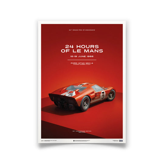 Ford GT40 1966 LeMans 24HR Red Print