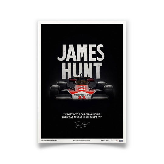 McLaren M23 James Hunt 1976 F1 World Championship Winner - Quote Print