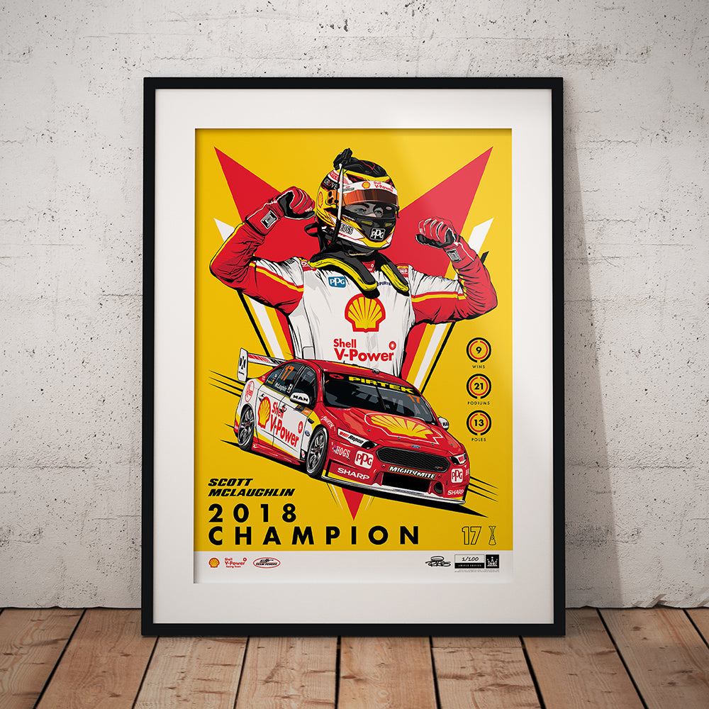 Shell V-Power Racing Team 'Scott McLaughlin 2018 Champion' Illustrated Print - Variant Edition