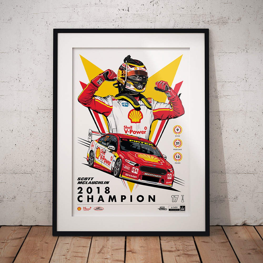 Shell V-Power Racing Team 'Scott McLaughlin 2018 Champion' Illustrated Print - Standard Edition