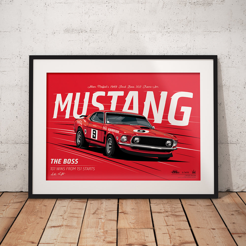 Allan Moffat 1969 Ford BOSS 302 Trans-Am Mustang - Standard Edition Print