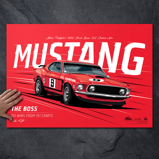 Allan Moffat 1969 Ford BOSS 302 Trans-Am Mustang - Standard Edition Print