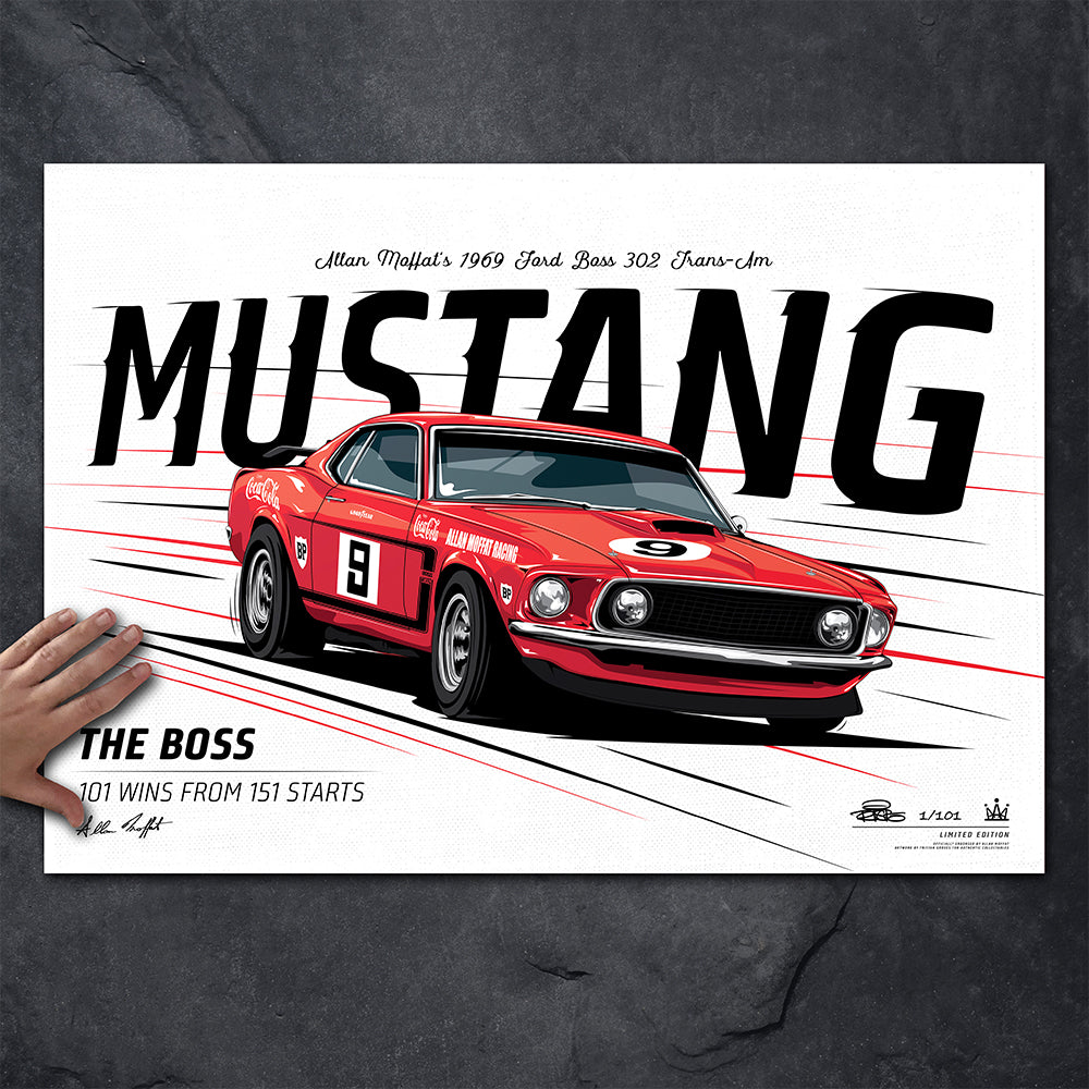 Allan Moffat 1969 Ford BOSS 302 Trans-Am Mustang - Variant Edition Print