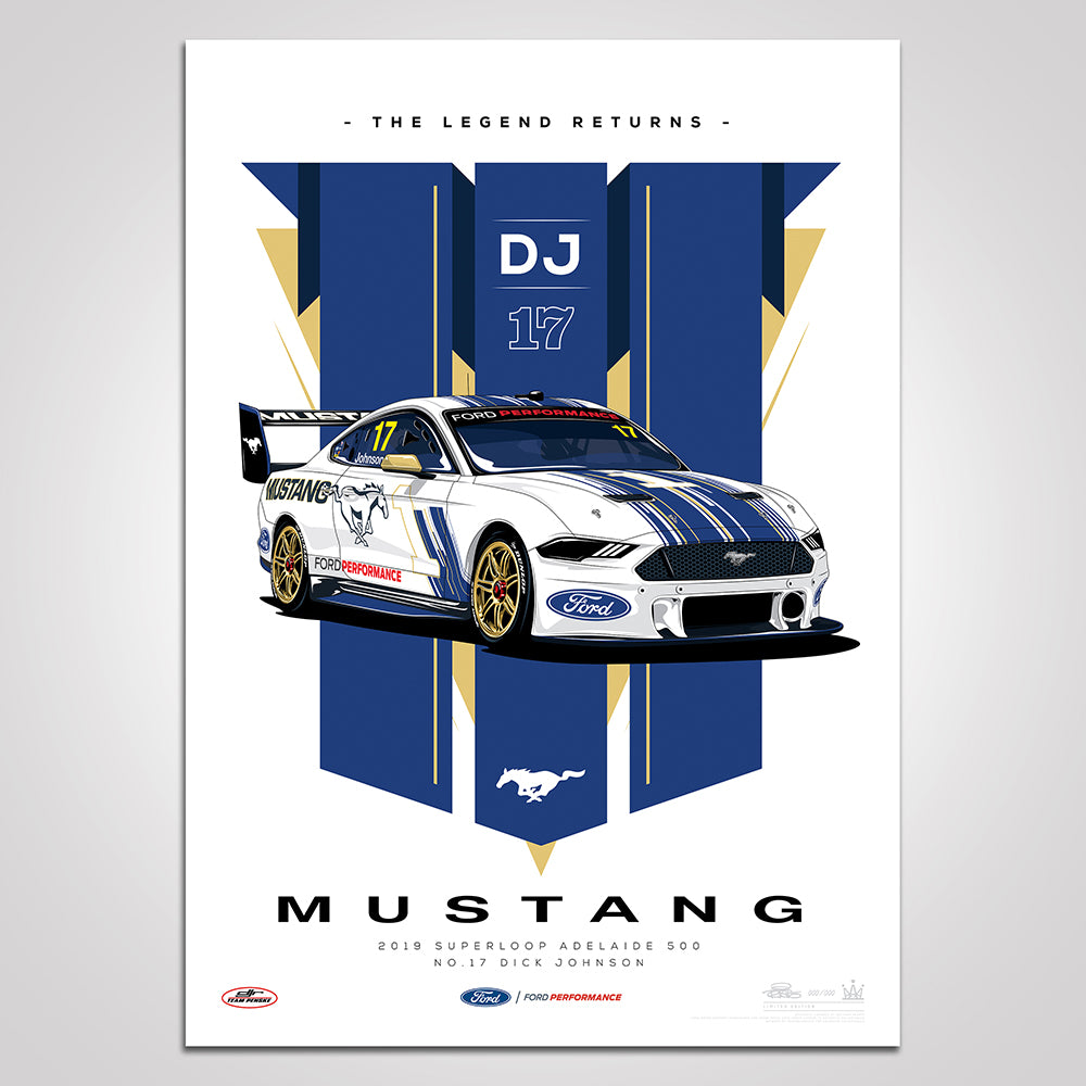 The Legend Returns: 2019 Superloop Adelaide 500 #17 Dick Johnson Mustang Illustrated Print