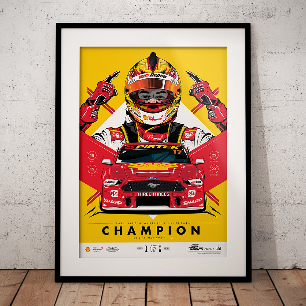 Shell V-Power Racing Team 'Scott McLaughlin 2019 Champion' Illustrated Print - Variant Edition