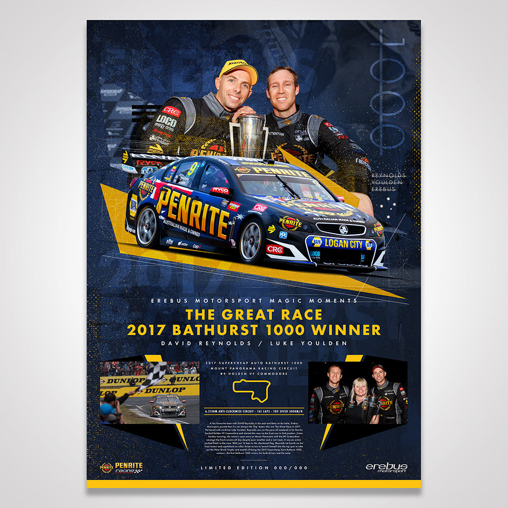 Erebus Penrite Racing Magic Moments Limited Edition Print: 2017 Bathurst 1000 Winner