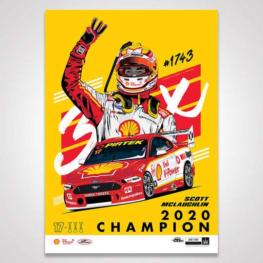 Shell V-Power Racing Team 'Scott McLaughlin 2020 Champion' Illustrated Print - Variant Edition