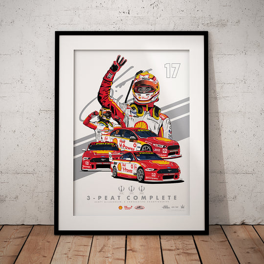 Shell V-Power Racing Team Scott McLaughlin '3-Peat Complete' Metallic Silver Illustrated Print