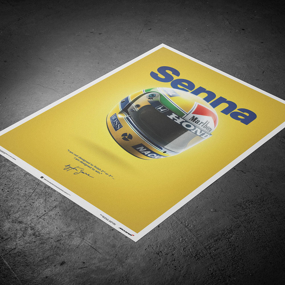 McLaren MP4/4 Ayrton Senna Helmet Quote Print