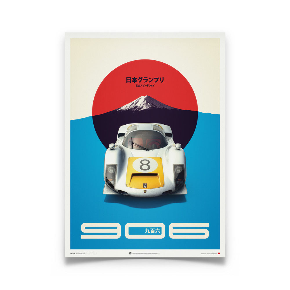 Porsche 906 1967 Japanese Grand Prix Winner White Print