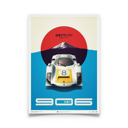 Porsche 906 1967 Japanese Grand Prix Winner White Print